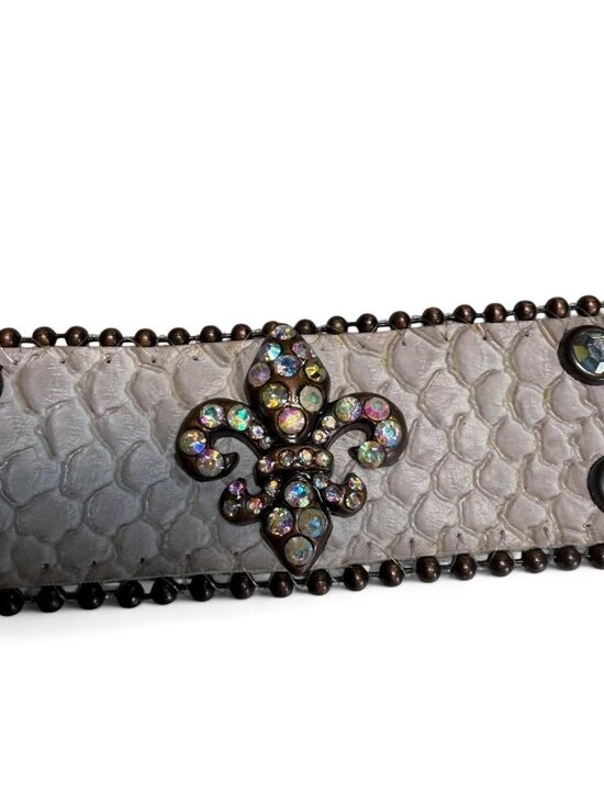 Vintage Y2K Blingy Studded Fleur-De-Lis Statement Belt Women\'s Medium Western